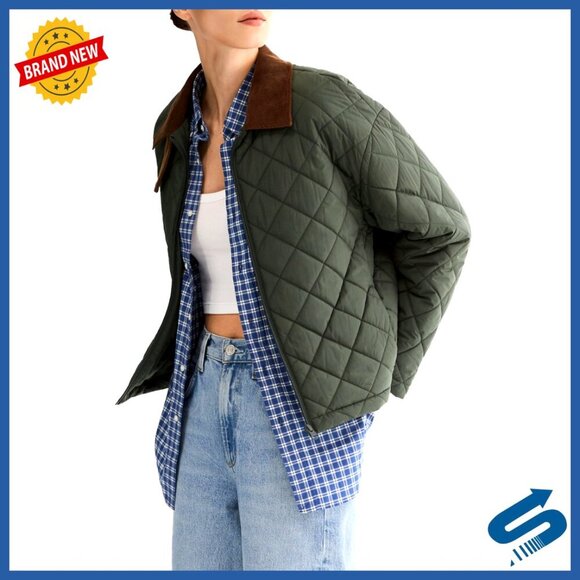 Jackets & Blazers - Quilted Lightweight Puffer Jacket Cropped Zip Up Coat with Pockets